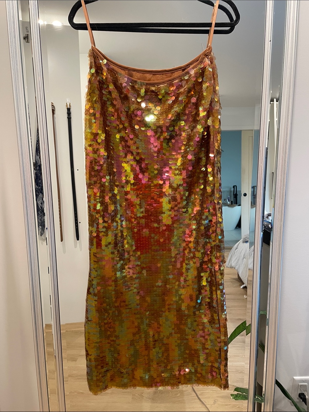 Anthropologie Iridescent Copper Sequin Maxi Skirt - Picture 3 of 5